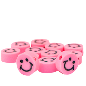 Perline di polimero smiley rosa neon 