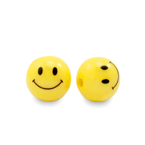 Perline in acrilico 8 mm smiley giallo