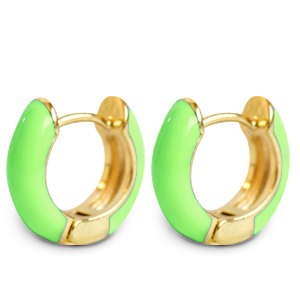 Orecchini alla moda a cercio smalto 15mm verde chiaro-oro