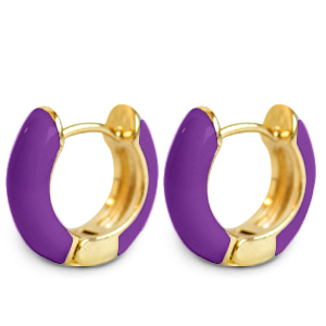 Orecchini alla moda a cercio smalto 15mm viola-oro