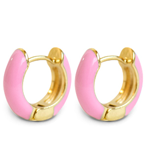 Orecchini alla moda a cercio smalto 15mm rosa-oro