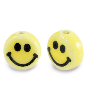 Perline di ceramica 8mm smiley giallo