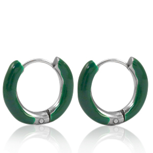 Orecchini in acciaio inossidabile a cerchio smalto 16mm verde sacramento-argento
