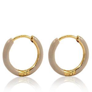 Orecchini in acciaio inossidabile a cerchio smalto 17mm beige country-oro