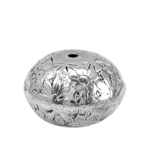 Perline aspetto metallico disco fiore argento antico