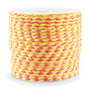 Cordoncino intrecciato alla moda 2mm giallo neon-rosa