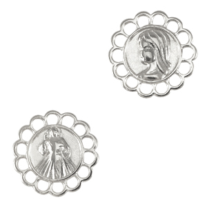 Ciondoli di metallo DQ distanziatore Ges&ugrave; e Maria argento antico (privo di nichel)