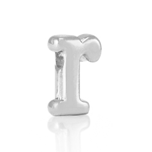 Perline alfabeto di metallo DQ R argento antico (privo di nichel)