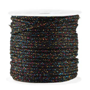 Coda di topo intrecciato 2mm nero-glitterato multicolore