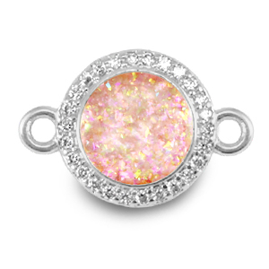 Metallo TQ in ottone ciondolo distanziatore 12mm smalto argento-rosa chiaro