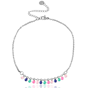 Cavigliere in acciaio inossidabile smalto argento-multicolore
