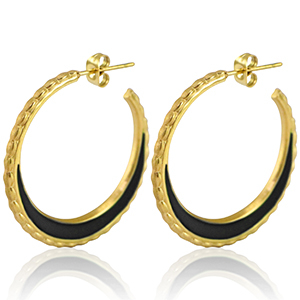 Orecchini in acciaio inossidabile a cercio 30mm oro-nero