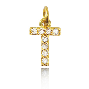 Metallo TQ in ottone ciondolo lettera T oro