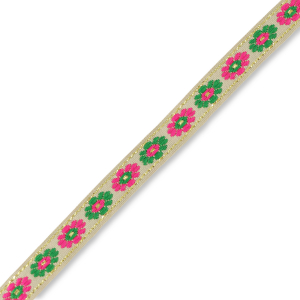Nastro con fiori beige-verde-rosa