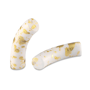 Perline in acrilico tubo opaca bianco-oro