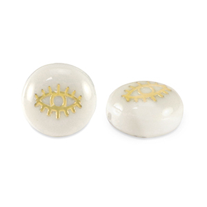 Perline di vetro rondella look a conchiglia occhio bianco-nero