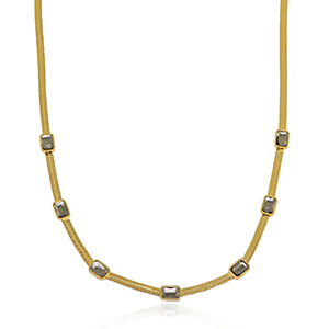 Collane in acciaio inossidabile catena serpentina cristallo oro-nero