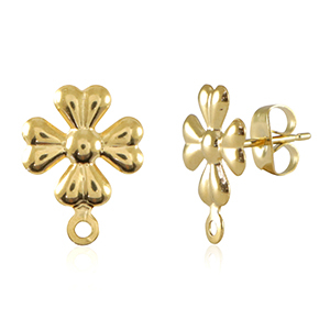 Componenti in acciaio inossidabile orecchini fiore con anellino oro