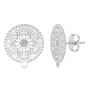 Componenti in acciaio inossidabile orecchini 15mm con anellino argento