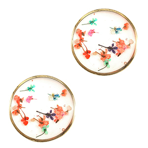 Distanziatori con fiore secchi 20mm oro-rosa giallo verde