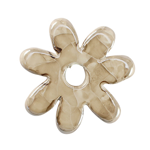 Perline di ceramica greca DQ fiore grigio beige