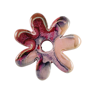 Perline di ceramica greca DQ fiore rosa-nero