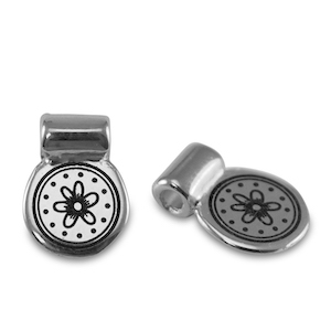 Passanti di metallo DQ fiore argento antico (privo di nichel)