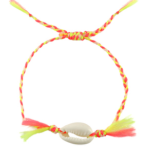 Braccialetti alla moda conchiglia ciprea giallo neon-rosa