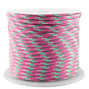 Cordoncino tubolare intrecciato 2mm rosa-verde-bianco