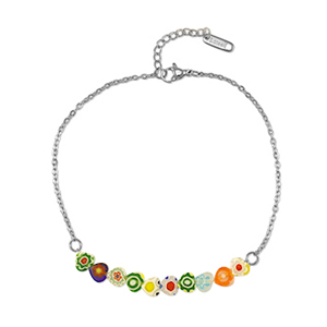 Bracciali in acciaio inossidabile millefiori argento-multicolore