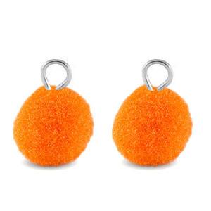 Ciondoli pon pon 10mm con anellino argento-arancio buccia