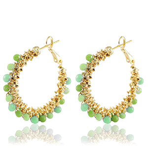 Orecchini in acciaio inossidabile sfacettate verde-oro