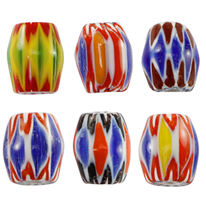 Perline Millefiori tubo multicolore giallo-blu