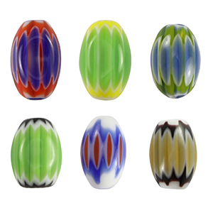 Perline Millefiori tubo multicolore blu-verde