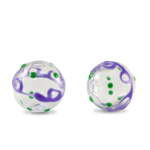 Perline di vetro dipinte a mano 14mm trasparente-viola verde