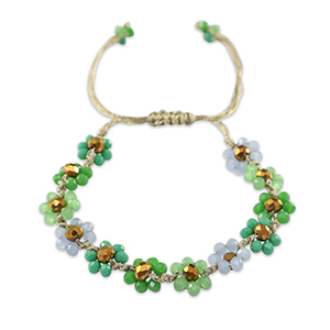 Cavigliere con perline sfaccettate fiore verde multicolore-marrone topazio