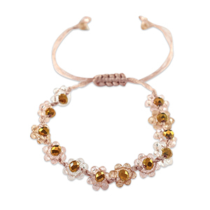 Cavigliere con perline sfaccettate fiore rosa multicolore-trasparente