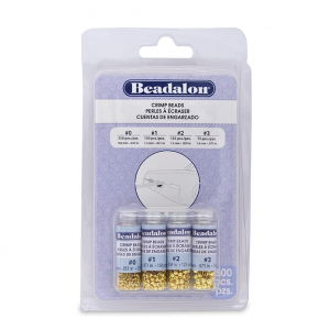 Beadalon schiaccini confezione (0.8mm, 1.3mm, 1.5mm, 1.8mm) oro
