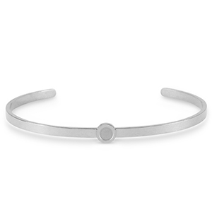 Bracciale bangle Pietra di Nascita con castone in acciaio inossidabile per SS16 a fondo piatto argento