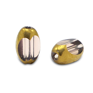 Perline di vetro ovale sfaccettate melanzana viola chiaro trasparente-oro