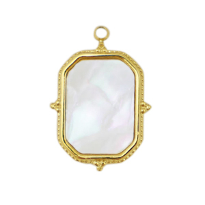 Ciondoli in acciaio inossidabile conchiglia rettangolo oro-bianco (colore naturale)