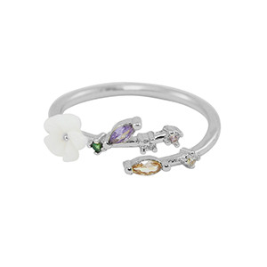 Metallo TQ in ottone anello zirconia argento-multicolore