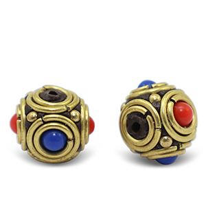 Perline in stile boh&eacute;mien blu reale scuro-rosso oro antico