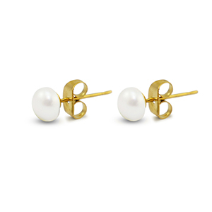Orecchini in acciaio inossidabile perle 6mm oro-bianco perlato