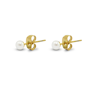 Orecchini in acciaio inossidabile perle 4mm oro-bianco perlato