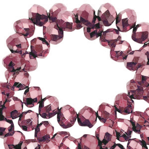 Perline sfaccettate 4x3mm rondella rosa magenta-effeto perlato