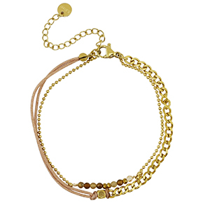 Bracciali in acciaio inossidabile doppio giro oro-marrone