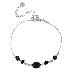 Bracciali in acciaio inossidabile stella argento-nero