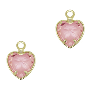 Pendenti di vetro Crystal Glass cuore rosa-oro