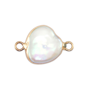 BQ Perle di acqua dolce distanziatore rotondo oro-bianco naturale